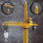 Jucarii, Copii si Bebe - Jucarii si jocuri - Vehicule si jucarii cu telecomanda - Utilaje constructie de jucarie - Macara de Jucarie, cu Telecomanda, Lampa LED, Ridicare si Coborare Carlig, 1.28m, Galben/Negru - Infinity.ro