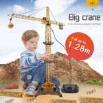 Jucarii, Copii si Bebe - Jucarii si jocuri - Vehicule si jucarii cu telecomanda - Utilaje constructie de jucarie - Macara de Jucarie, cu Telecomanda, Lampa LED, Ridicare si Coborare Carlig, 1.28m, Galben/Negru - Infinity.ro