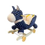 Jucarii, Copii si Bebe - Jucarii si jocuri - Jucarii de exterior - Balansoare copii - Balansoar pentru Copii 6 luni+, Calut din Plus, Structura din Lemn, 4 Kg, Bleumarin cu Buline - Infinity.ro