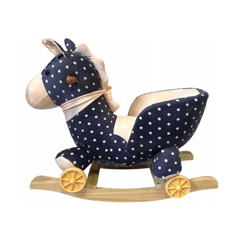 Jucarii, Copii si Bebe - Jucarii si jocuri - Jucarii de exterior - Balansoare copii - Balansoar pentru Copii 6 luni+, Calut din Plus, Structura din Lemn, 4 Kg, Bleumarin cu Buline - Infinity.ro