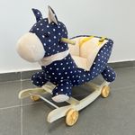 Jucarii, Copii si Bebe - Jucarii si jocuri - Jucarii de exterior - Balansoare copii - Balansoar pentru Copii 6 luni+, Calut din Plus, Structura din Lemn, 4 Kg, Bleumarin cu Buline - Infinity.ro