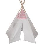 Jucarii, Copii si Bebe - Jucarii si jocuri - Jucarii de exterior - Casute si corturi copii - Cort de joaca Wigwam cu cadru din eucalipt, dotat cu fereastra, de culoare alb si roz - Infinity.ro