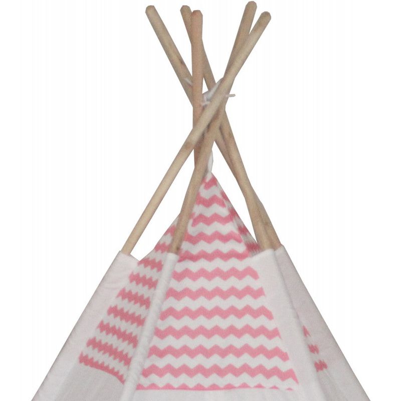 Jucarii, Copii si Bebe - Jucarii si jocuri - Jucarii de exterior - Casute si corturi copii - Cort de joaca Wigwam cu cadru din eucalipt, dotat cu fereastra, de culoare alb si roz - Infinity.ro