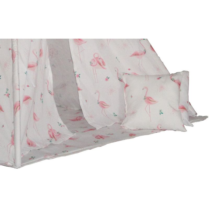 Jucarii, Copii si Bebe - Jucarii si jocuri - Jucarii de exterior - Casute si corturi copii - Cort de joaca Tipi, cu cadru de lemn, stil indian cu material imprimat cu pasari flamingo - Infinity.ro