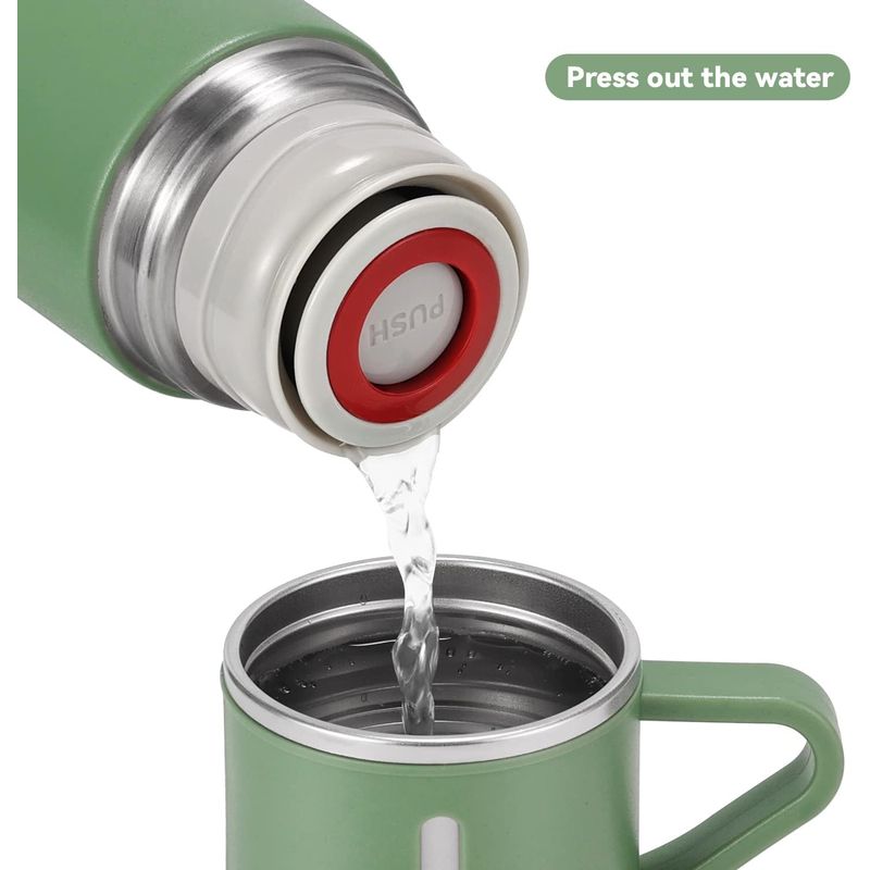 Casa si Gradina - Bucatarie si vesela - Accesorii bar - Termosuri si Cani termos - Termos din inox 500ml cu funtie de vidare, pereti dublii si plus 2 cani, cald si rece - Infinity.ro