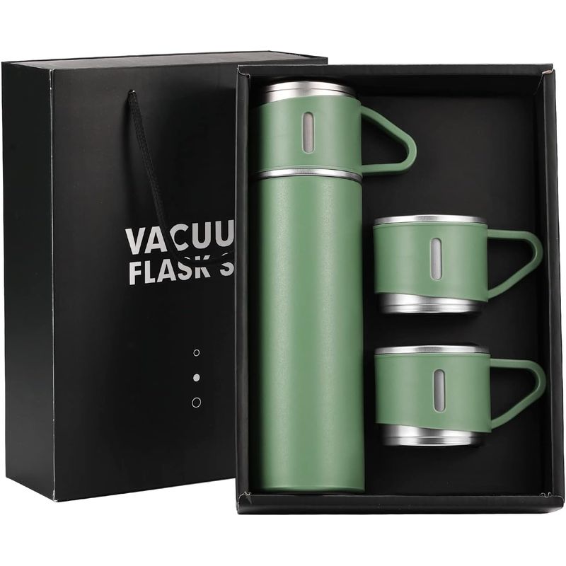 Casa si Gradina - Bucatarie si vesela - Accesorii bar - Termosuri si Cani termos - Termos din inox 500ml cu funtie de vidare, pereti dublii si plus 2 cani, cald si rece - Infinity.ro