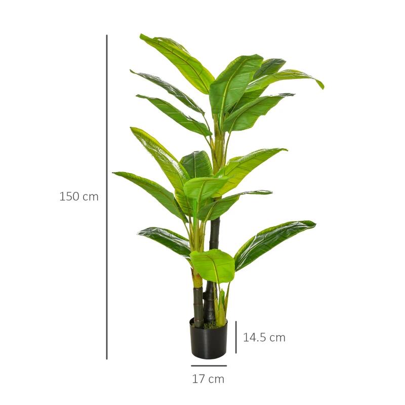 Casa si Gradina - Decoratiuni - Obiecte decorative - Plante artificiale - Planta artificiala, bananier cu ghiveci, verde, 150 cm - Infinity.ro
