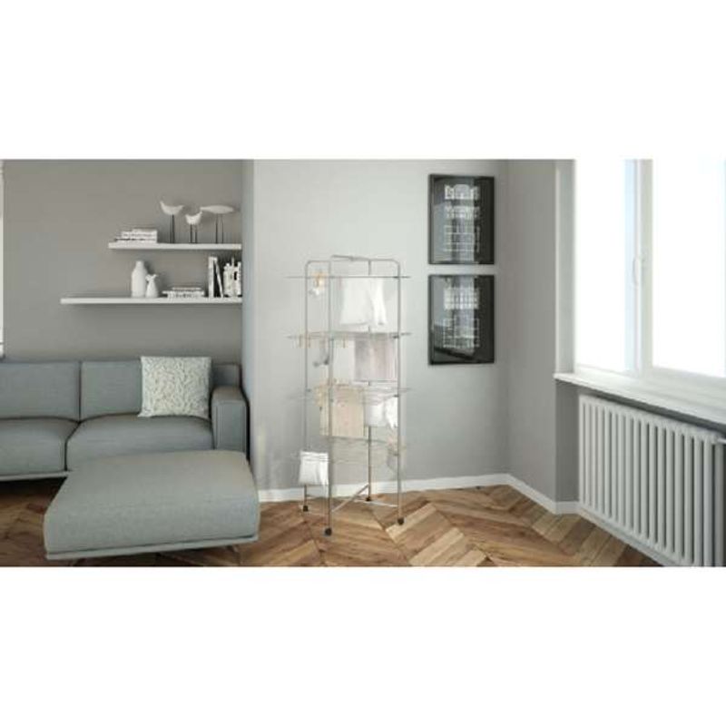 Market - Spalare si intretinere rufe - Uscatoare de rufe si accesorii - Uscator Vertical de Rufe Mercaton pe Roti, Pliabil, 4 Nivele, Inox, 70 x 8 x 170 cm - Infinity.ro