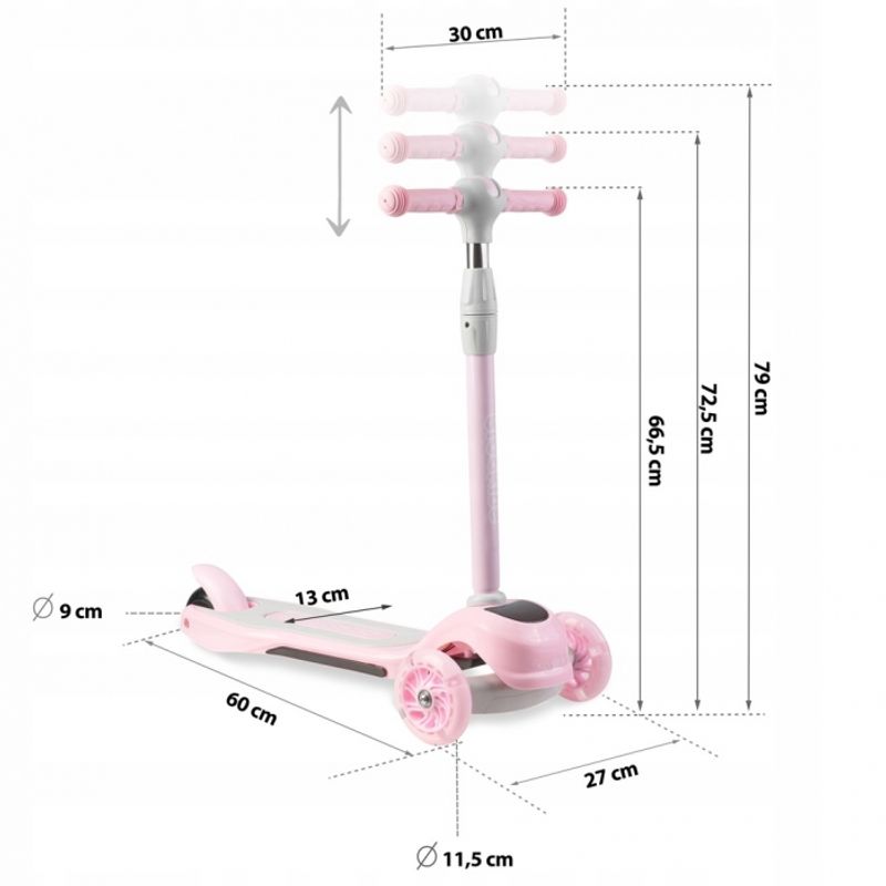 Sport si Outdoor - Role, trotinete si skateboard - Trotinete copii - Trotineta cu roti cu LED Ricokids Piko 765001 - Roz - Infinity.ro