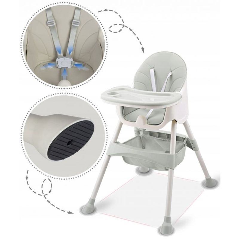 Jucarii, Copii si Bebe - Hrana si alaptare - Scaune de masa bebe - Scaun de masa 3 in 1 Ricokids Milo - Gri - Infinity.ro