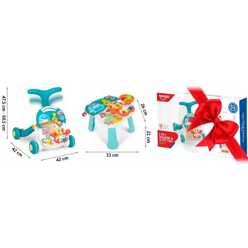Jucarii, Copii si Bebe - Carucioare si articole de transport - Premergatoare - Antemergator educational 2 in 1 Ricokids RK-810 Alb cu albastru - Infinity.ro