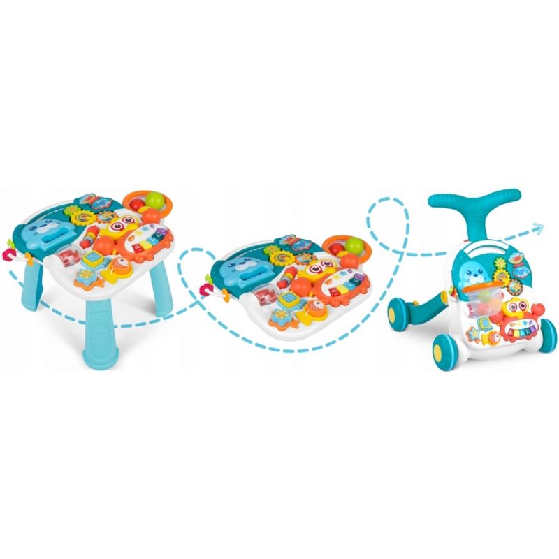 Jucarii, Copii si Bebe - Carucioare si articole de transport - Premergatoare - Antemergator educational 2 in 1 Ricokids RK-810 Alb cu albastru - Infinity.ro