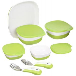 Scaun de masa 4moms Black-Grey + Set farfurii si tacamuri