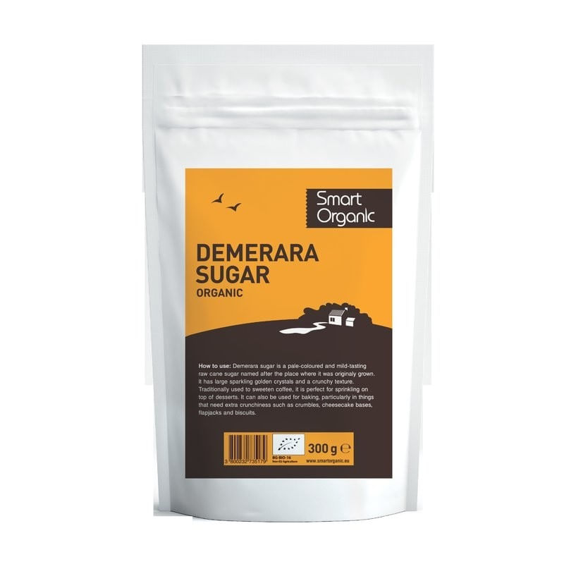 Market - Bacanie - Alimente de baza - Zahar si indulcitori - Zahar brun Demerara eco 300g Smart Organic - Infinity.ro
