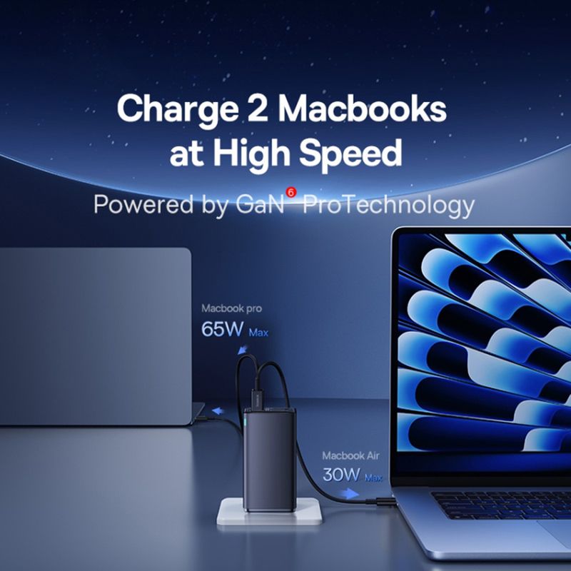 Laptop, Telefoane si Tablete - Telefoane mobile si accesorii - Accesorii Telefoane - Incarcatoare telefoane - Incarcator 2x USB, 2x Type-C, 100W + Cablu Type-C, 100W, 20V, 5A, 1m, Baseus GaN6 Pro (P10162705112-00), negru - Infinity.ro