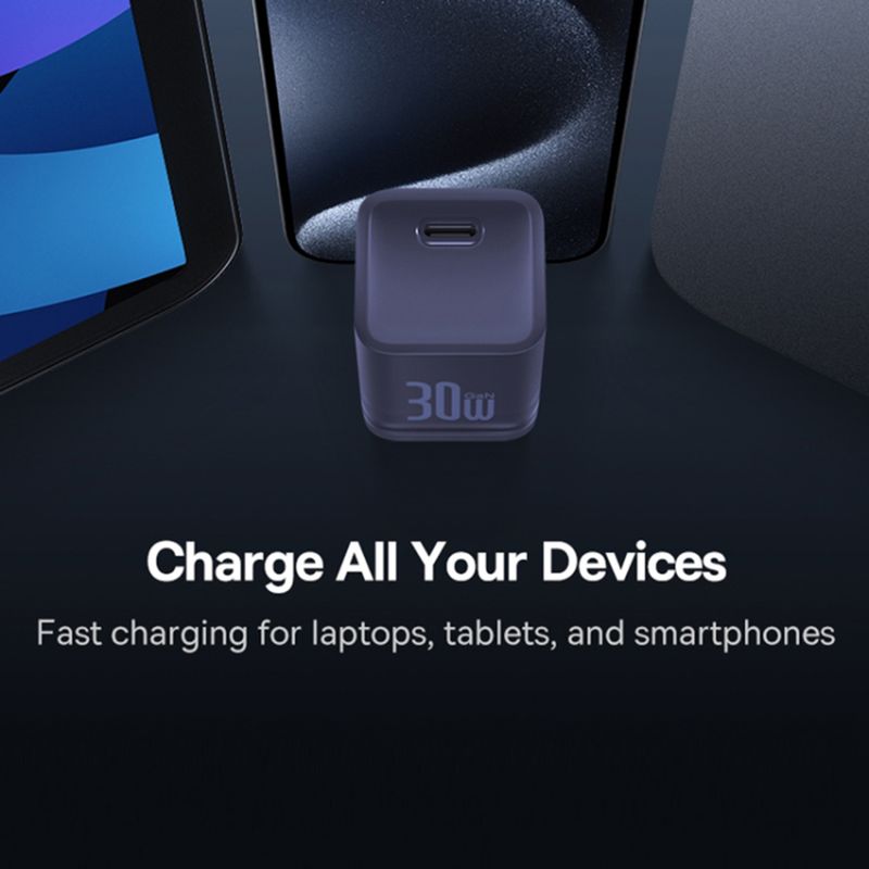 Laptop, Telefoane si Tablete - Telefoane mobile si accesorii - Accesorii Telefoane - Incarcatoare telefoane - Incarcator GaN5S, Type-C, Fast Charge, 30W, Baseus Gallium Nitride (P10162504523-00), mov - Infinity.ro