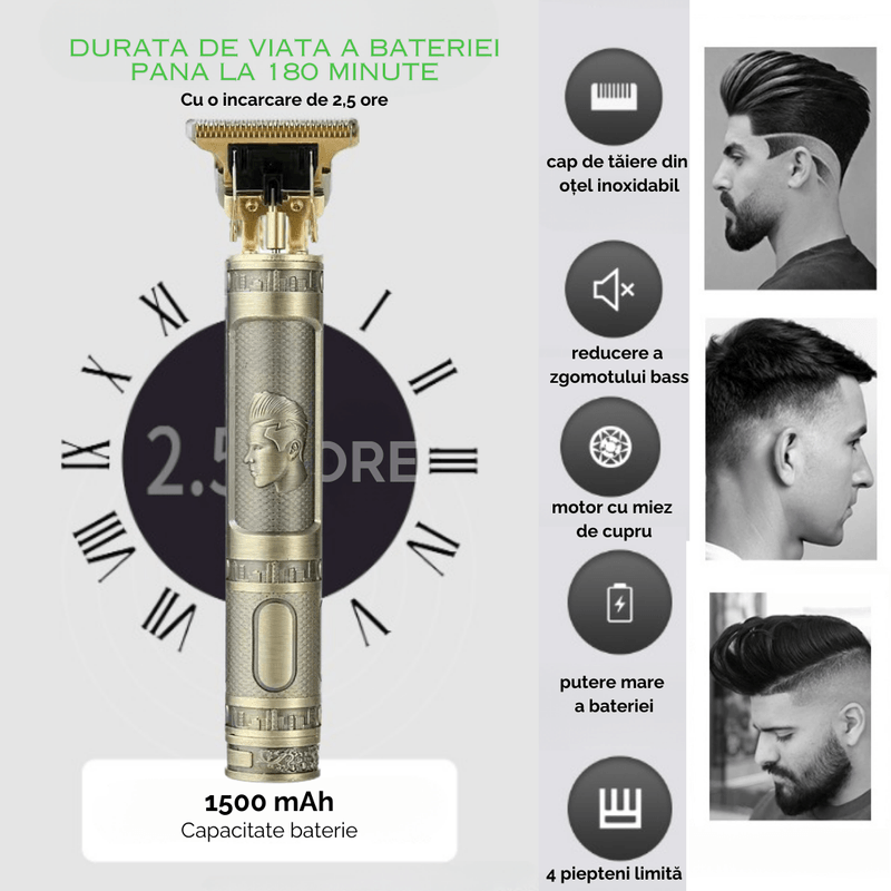 Ingrijire personala si Cosmetice - Aparate & accesorii ingrijire personala - Aparate de ras si tuns - Aparate de ras electrice - Aparat De Ras, Tuns si Conturat din Inox, Electric, Lama Ceramica din Titan, Reincarcabil, 4 Gratare, Rezistent la Apa - Infinity.ro