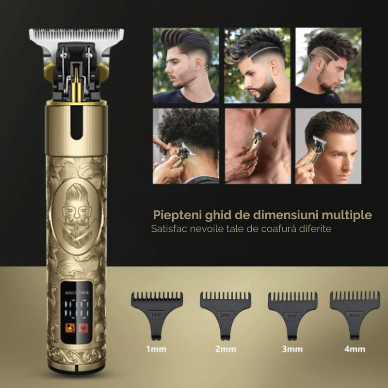 Ingrijire personala si Cosmetice - Aparate & accesorii ingrijire personala - Aparate de ras si tuns - Aparate de ras electrice - Set Masina de Tuns Parul si Aparat de Ras, Trei Lame, Fara Fir, USB, Display, Impermeabil, Lama Ceramica din Titan - Infinity.ro