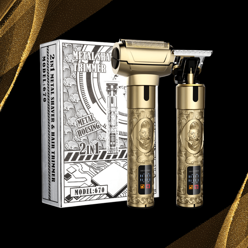 Ingrijire personala si Cosmetice - Aparate & accesorii ingrijire personala - Aparate de ras si tuns - Aparate de ras electrice - Set Masina de Tuns Parul si Aparat de Ras, Trei Lame, Fara Fir, USB, Display, Impermeabil, Lama Ceramica din Titan - Infinity.ro