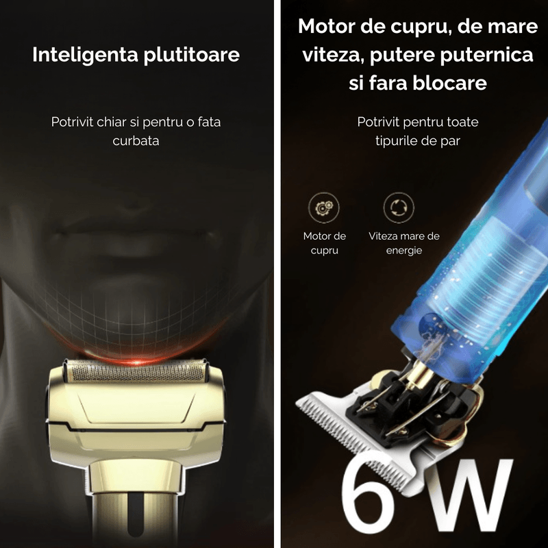 Ingrijire personala si Cosmetice - Aparate & accesorii ingrijire personala - Aparate de ras si tuns - Aparate de ras electrice - Set Masina de Tuns Parul si Aparat de Ras, Trei Lame, Fara Fir, USB, Display, Impermeabil, Lama Ceramica din Titan - Infinity.ro
