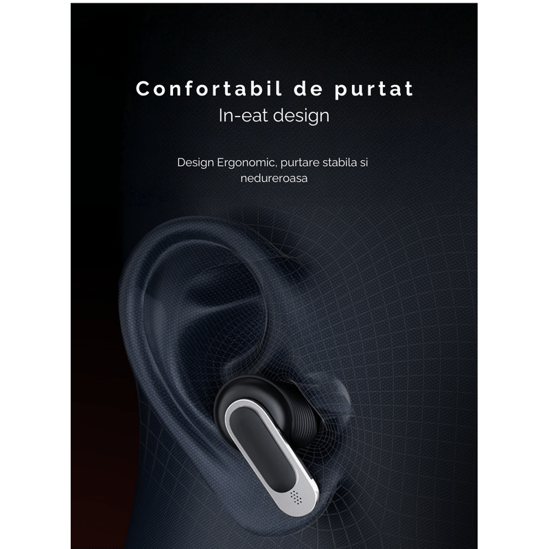 TV, Audio-Video si Foto - Portabile audio - Casti audio - Casti Wireless, Smart Case cu Touch Screen, Noise Cancelling 360°, Microfon, Control Tactil, Compatibil cu Bluetooth 5.3 - Infinity.ro