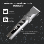 Ingrijire personala si Cosmetice - Aparate & accesorii ingrijire personala - Aparate de ras si tuns - Aparate de tuns - Set Masina de Tuns, Afisaj LED, Turbo, 5 Nivele de Reglare a Lungimii, Rezistenta la Apa, 200 min Autonomie, Argintiu - Infinity.ro