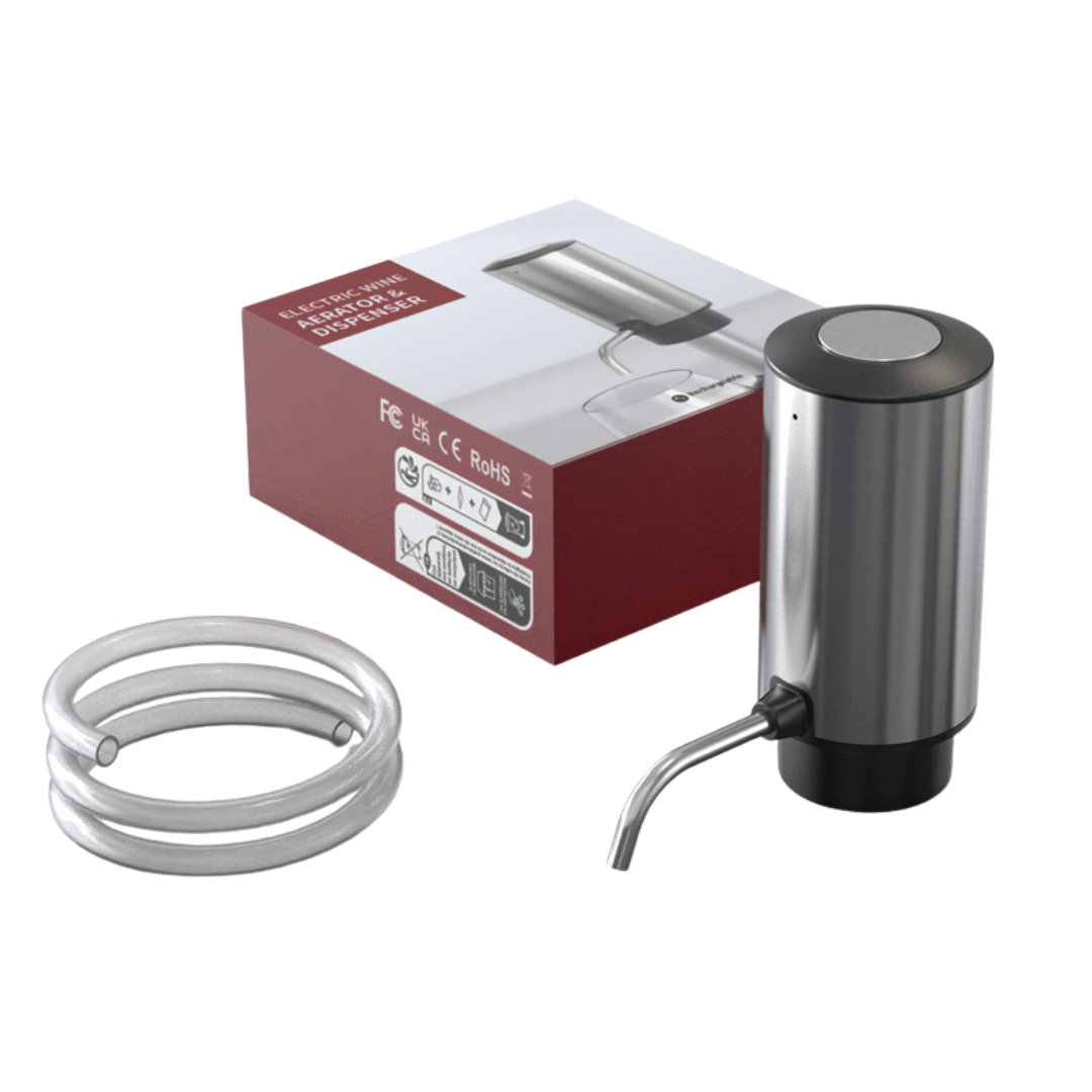 Decantor cu Aerator de Vin, Electric Reincarcabil USB, Inox, Buton Pornire-Oprire, FilSAB