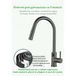 Casa si Gradina - Sanitare - Chiuveta bucatarie si accesorii - Baterii bucatarie - Baterie Bucatarie Antracit, Afisaj Digital, Senzor de Pornire la Atingere (touch control), Rotire 360°, Dus Extractibil - Infinity.ro