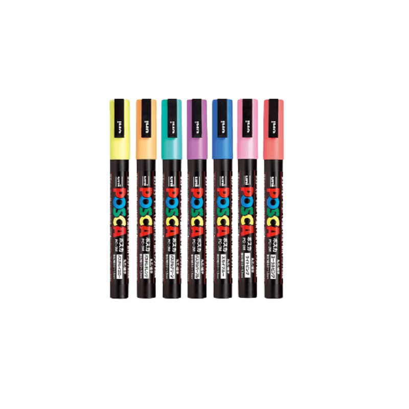 Carti si Birotica - Birotica - Instrumente de scris - Markere si carioci - Posca markere cu vopsea 7 culori PC-1M, set pastel - Infinity.ro