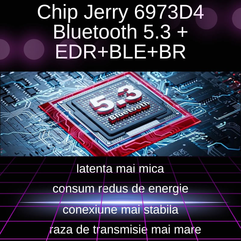 TV, Audio-Video si Foto - Portabile audio - Casti audio - Casti wireless in ear MAROVIO®, TWS, Bluetooth 5.3 + EDR+BLE+BR, ENC, CVC8.0, microfon HD, autonomie 48 ore - Infinity.ro