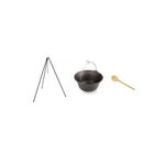 Casa si Gradina - Bucatarie si vesela - Vase pentru gatit - Oale si cratite - Set ceaun fonta 7,2lit. cu suport 1,2m si lingura de lemn 40cm - Infinity.ro