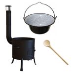 Casa si Gradina - Bucatarie si vesela - Vase pentru gatit - Oale si cratite - Set ceaun emailat 10lit. cu soba 31cm si lingura de lemn 40cm - Infinity.ro