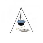 Casa si Gradina - Bucatarie si vesela - Vase pentru gatit - Oale si cratite - Set ceaun emailat 8lit. cu suport 1,2m, lingura de lemn 40cm si capac - Infinity.ro