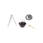 Casa si Gradina - Bucatarie si vesela - Vase pentru gatit - Oale si cratite - Set ceaun fonta 10,8lit. cu suport 1,2m, lingura de lemn 40cm si capac - Infinity.ro