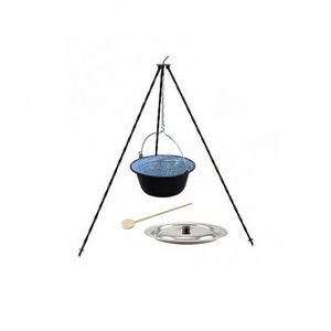 Set ceaun emailat 10lit. cu suport 1,2m, lingura de lemn 40cm si capac