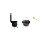 Casa si Gradina - Bucatarie si vesela - Vase pentru gatit - Oale si cratite - Set ceaun fonta 15lit. cu soba 36cm si lingura de lemn 40cm - Infinity.ro