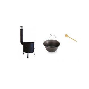 Set ceaun fonta 15lit. cu soba 36cm si lingura de lemn 40cm