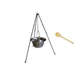 Casa si Gradina - Bucatarie si vesela - Vase pentru gatit - Oale si cratite - Set ceaun inox 6lit. tip gros cu suport 1,2m si lingura de lemn 40cm - Infinity.ro