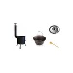 Casa si Gradina - Bucatarie si vesela - Vase pentru gatit - Oale si cratite - Set ceaun fonta 10,8lit. cu soba 31cm, lingura de lemn 40cm si capac - Infinity.ro