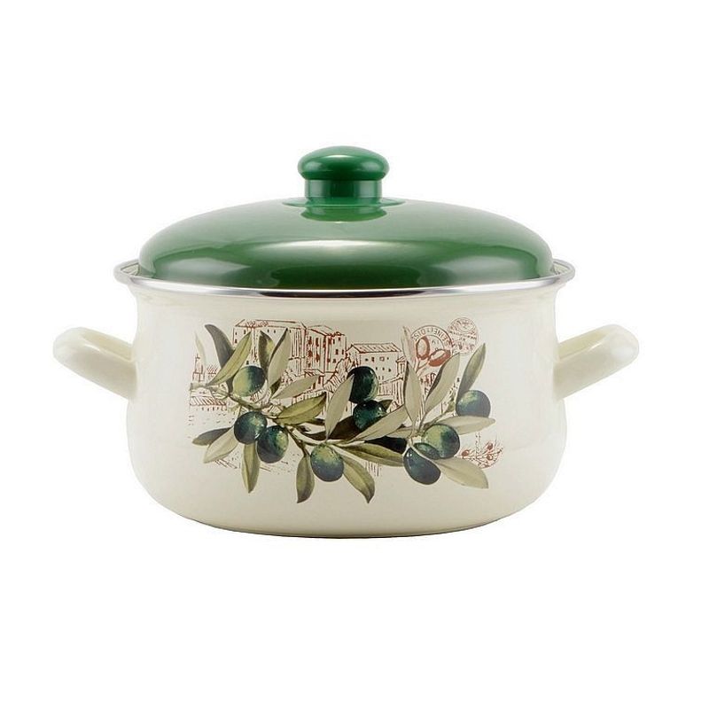 Casa si Gradina - Bucatarie si vesela - Vase pentru gatit - Oale si cratite - Oala email cu capac 22 cm "Oliva" - Infinity.ro