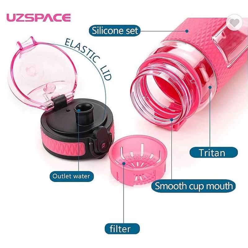 Casa si Gradina - Bucatarie si vesela - Accesorii bar - Termosuri si Cani termos - Sticla apa Uzspace Sport Tritan, fara BPA cu capac 800ml roz - Infinity.ro