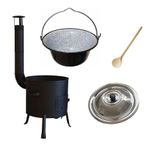 Casa si Gradina - Bucatarie si vesela - Vase pentru gatit - Oale si cratite - Set ceaun emailat 13lit. cu soba 36cm, lingura de lemn 40cm si capac - Infinity.ro