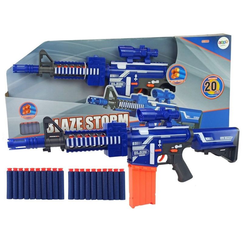 Jucarii, Copii si Bebe - Jucarii si jocuri - Jucarii de rol - Arme de jucarie - Pusca Mitraliera electrica de jucarie, cu gloante de spuma, pentru copii, LeanToys, 4806 - Infinity.ro