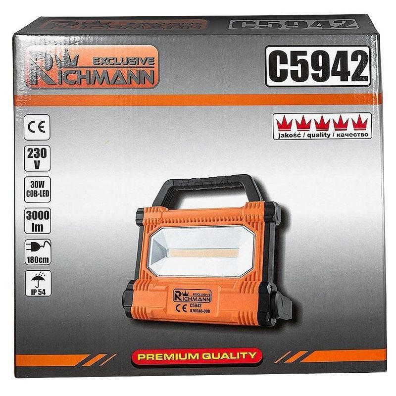 Casa si Gradina - Corpuri si surse de iluminat - Iluminat comercial si industrial - Proiectoare si lampi de lucru - Proiector lucru, LED COB, 30 W, 3000 lm, IP54, Richmann Exclusive - Infinity.ro