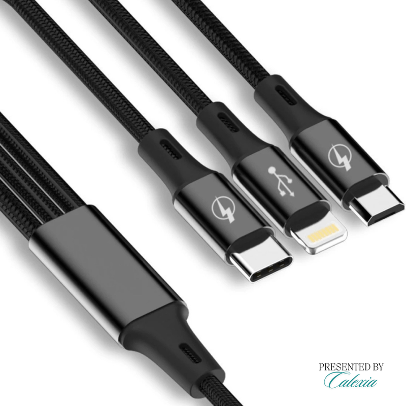 Laptop, Telefoane si Tablete - Telefoane mobile si accesorii - Accesorii Telefoane - Cabluri si adaptoare telefoane - Cablu de incarcare rapida 2.1A, 3 in 1, compatibil iPhone, Android si Type-C, conexiune sigura, 1.2 m, Negru - Infinity.ro