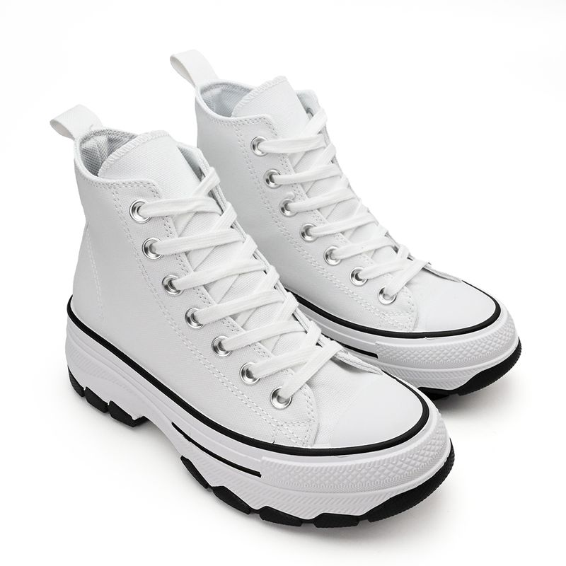 Fashion, accesorii si bijuterii - Femei - Incaltaminte femei - Sneakers si tenisi femei - Tenisi inalti de dama, cu talpa flatform ,TD1272,Alb 39 EU - Infinity.ro
