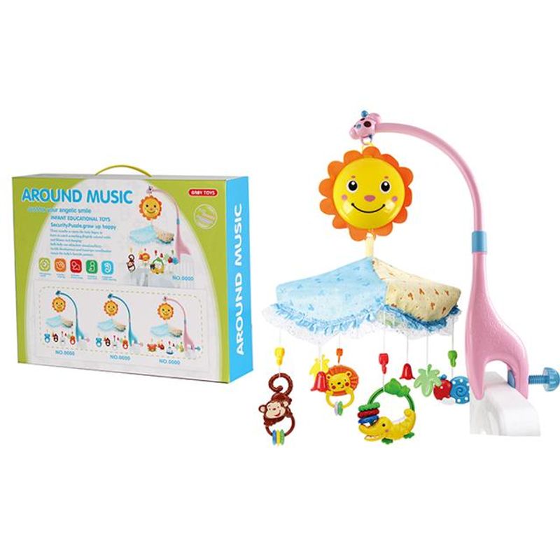 Jucarii, Copii si Bebe - Jucarii si jocuri - Jucarii bebelusi - Jucarii interactive bebelusi - Carusel muzical pentru pat, cu proiector, sunete, Sarra Happy Animals - Infinity.ro