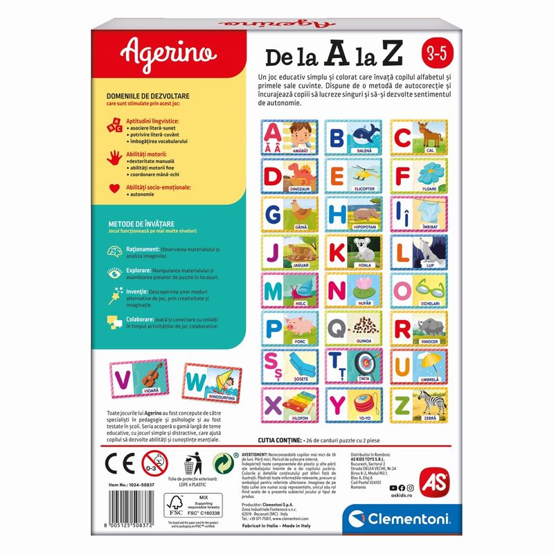 Jucarii, Copii si Bebe - Jucarii si jocuri - Jucarii & jocuri educative - Jocuri si jucarii educative - Agerino de la a la z - Infinity.ro