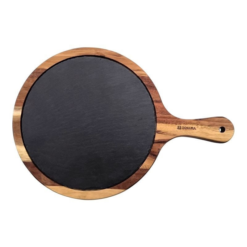 Casa si Gradina - Bucatarie si vesela - Vesela si tacamuri - Platouri de bucatarie - Platou servire din lemn acacia si ardezie, 36,7 x 25 cm - Zokura - Infinity.ro