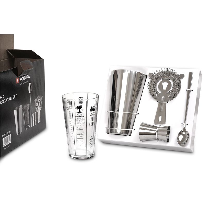 Casa si Gradina - Bucatarie si vesela - Accesorii bar - Shakere - Set cocktail shaker 5 piese, inox - Zokura - Infinity.ro